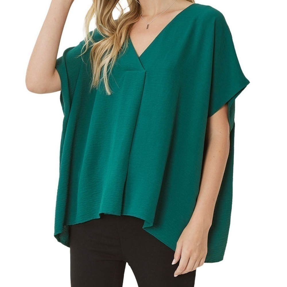 Entro Women’s Tunic Top Medium Green Slouchy Contemporary Career Wear Preppy